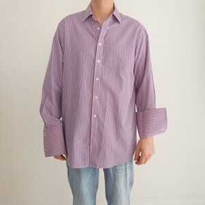 Charles Tyrwhitt Jermyn Street London Pink Purple non-Iron Dress Shirt 16